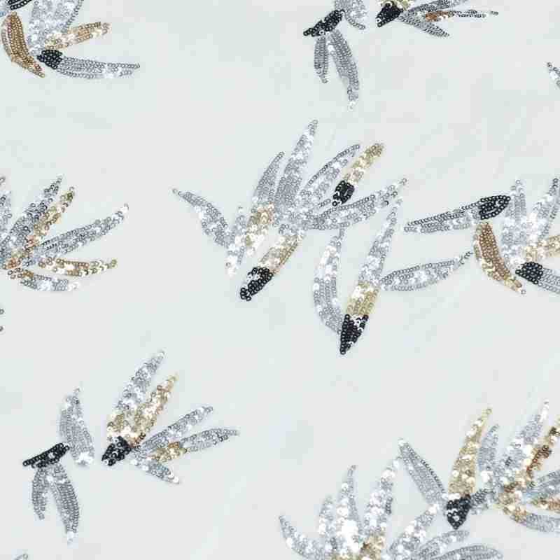 Velvet Fabric Embroidery - Белый трехмерный цветок, шелк, блестки, вышивка,