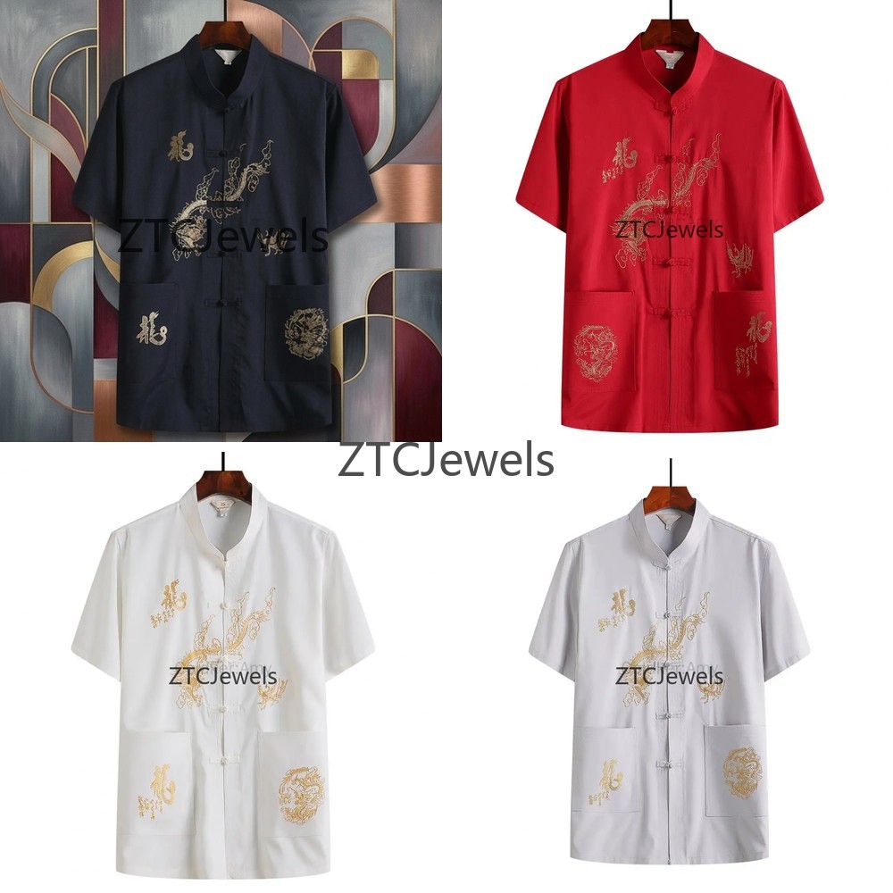 Embroidery Shirt - Мужская рубашка с вышивкой китайского дракона