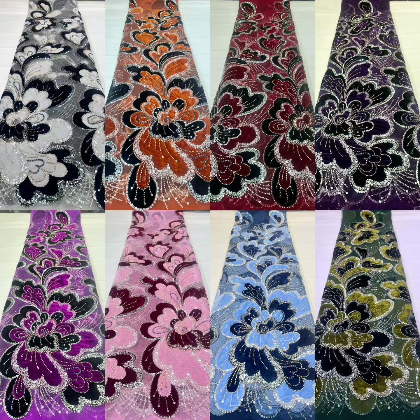 2026 Роскошная черно-белая бар – обзор и цена Velvet Fabric Embroidery