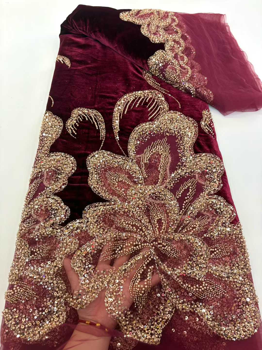 Африканская бархатная тяжелая  – обзор и цена Velvet Fabric Embroidery