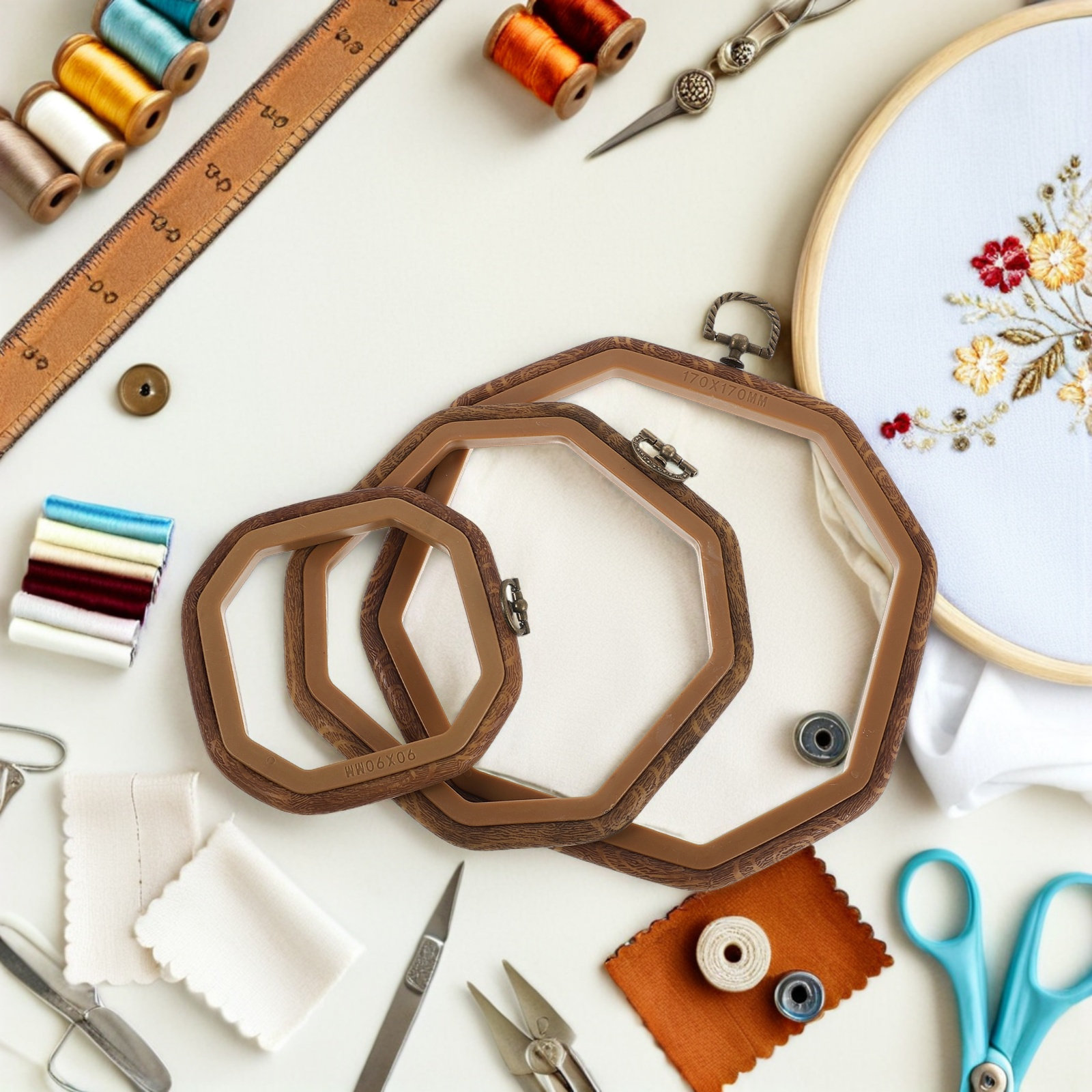 6 шт. восьмиугольных пялец для – обзор и цена Embroidery Ring Sizes