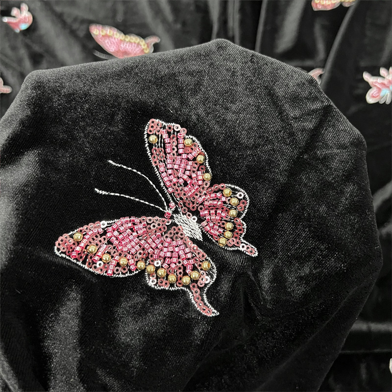 Черная мягкая бархатная ткань  – обзор и цена Velvet Fabric Embroidery