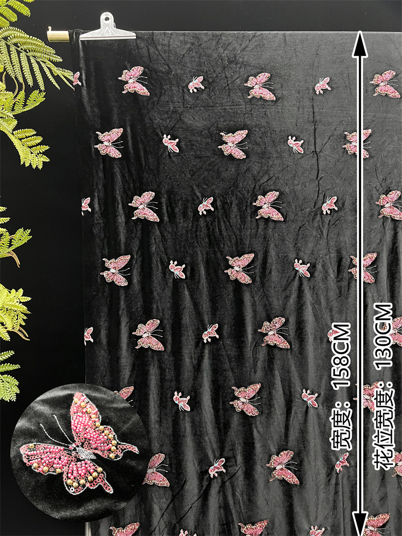 Черная мягкая бархатная ткань  – обзор и цена Velvet Fabric Embroidery