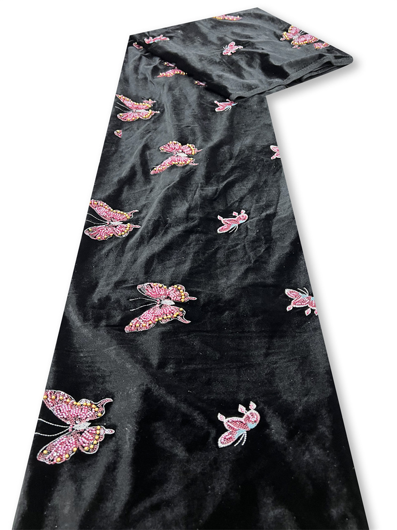 Черная мягкая бархатная ткань  – обзор и цена Velvet Fabric Embroidery