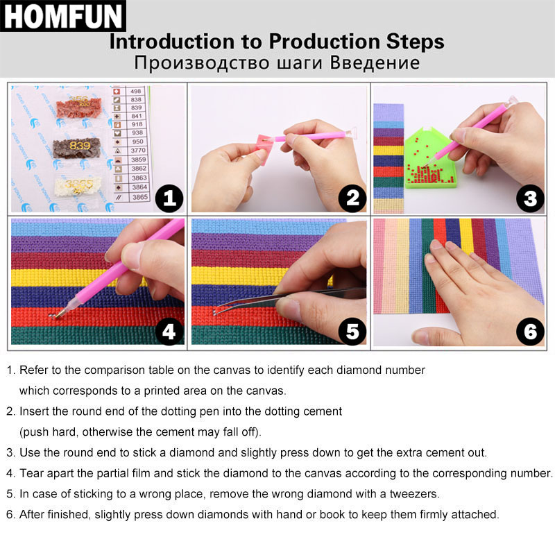 Алмазная вышивка HOMFUN AB «жи – обзор и цена Embroidery Roll Pattern