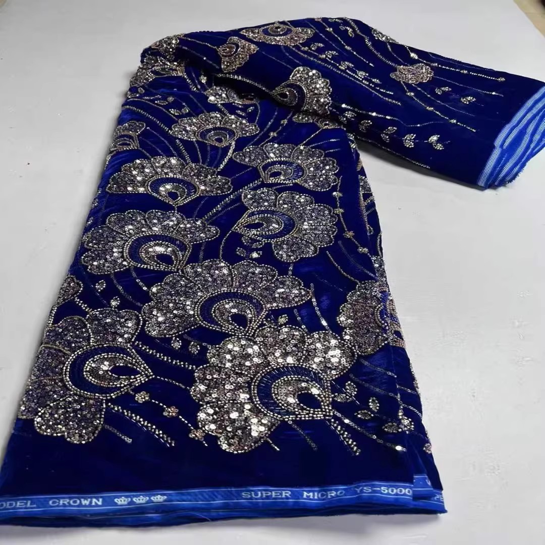 5-ярдовая новая бархатная ткан – обзор и цена Velvet Fabric Embroidery
