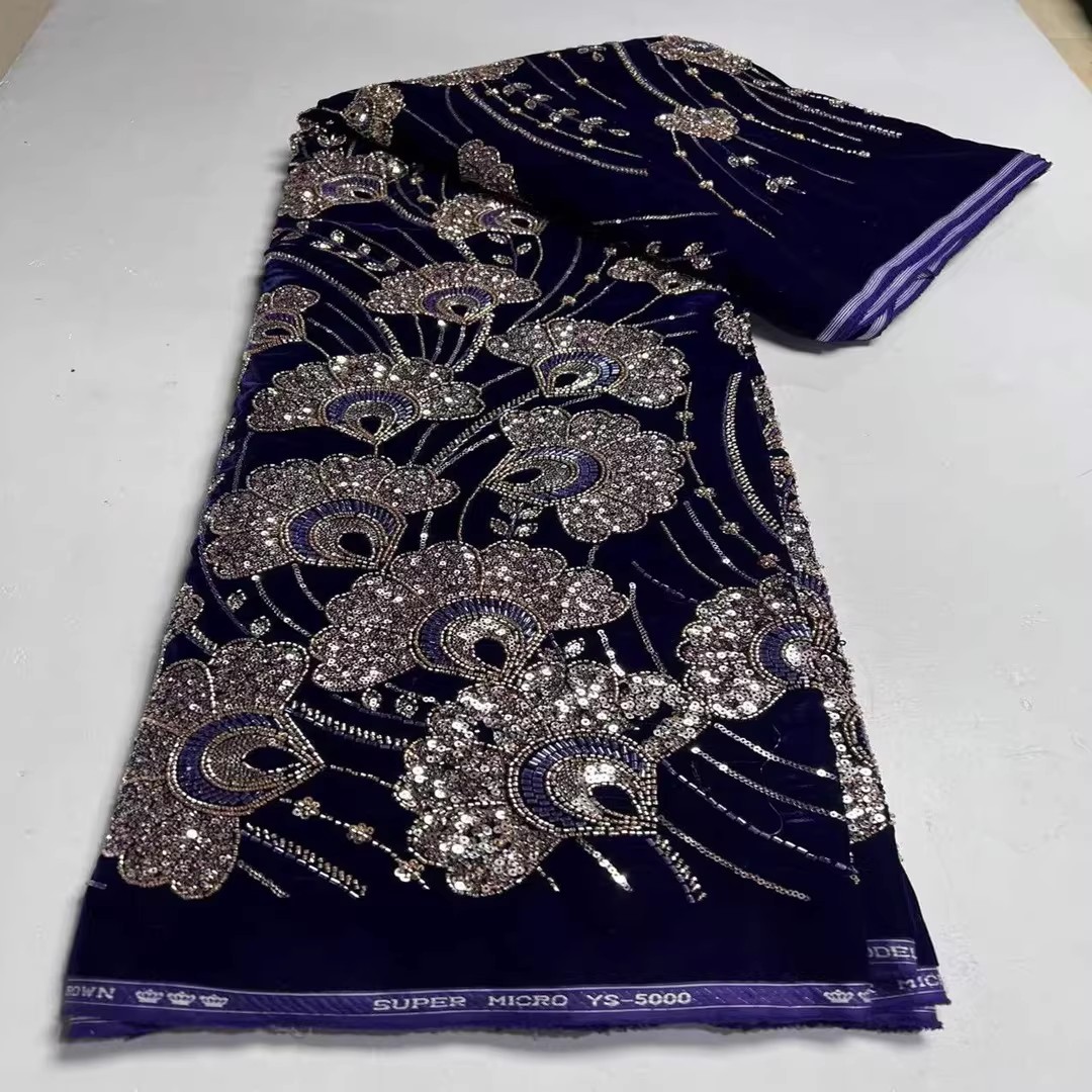 5-ярдовая новая бархатная ткан – обзор и цена Velvet Fabric Embroidery