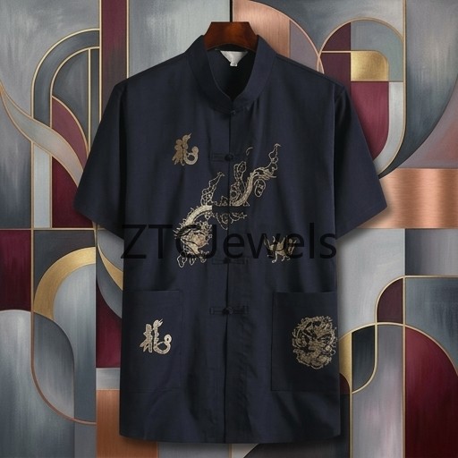Мужская рубашка с вышивкой кит – обзор и цена Embroidery Shirt